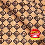 Checkered Chess Leopard Print Cork Fabric-Cof-283-A Cork Fabric