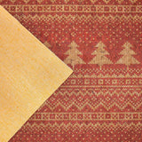 Natural cork Christmas Fabric Collection Red christmas fir tree pattern COF-329 - CORKADIA
