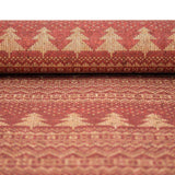 Natural cork Christmas Fabric Collection Red christmas fir tree pattern COF-329 - CORKADIA
