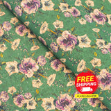 Flower Green Pattern Cork Fabric Cof-351-A Cork Fabric