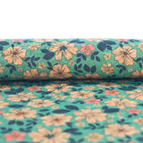 Green Flowers Pattern Cork Fabric Cof-335-B Cork Fabric