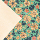 Green Flowers Pattern Cork Fabric Cof-335-B Cork Fabric
