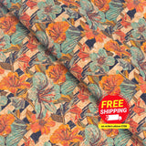 Lilies & Flowers Pattern Cork Fabric Cof-268-A Cork Fabric