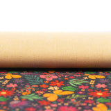 Natural Cork Fabric With Black Base Pattern Featuring Butter Cof-480 Cork Fabric