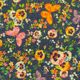 Natural Cork Fabric With Black Butterfly And Floral Patterns Cof-476 Cork Fabric