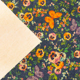 Natural Cork Fabric With Black Butterfly And Floral Patterns Cof-476 Cork Fabric
