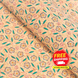 Natural Cork Fabric With Flowers Patterns Cof-355-A Cork Fabric