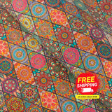 Natural Cork Fabric With War Tone Mosaics Pattern Cof-489 Cork Fabric