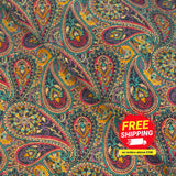 Paisley Pattern Printed Natural Cork Fabric