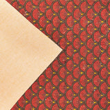 Red Fan Leaf Patterned Cork Fabric Cof-290 Cork Fabric