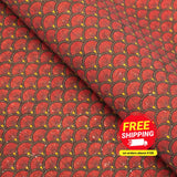 Red Fan Leaf Patterned Cork Fabric Cof-290 Cork Fabric