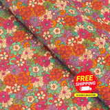Red Flowers Pattern Cork Fabric-Cof-340-B Cork Fabric