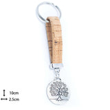 Pendentif arbre simple porte-clés fait main en liège coloré I-065