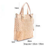 Natural cork women handbag with pattern