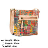 Floral cork leather shoulder bag