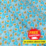 Blue Daisy Cork Fabric – Bright Floral Vegan Cork Material