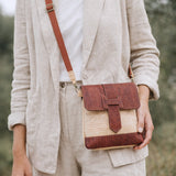 Cork Crossbody Bag Double-Sided – Natural Cork Vegan Bag with Detachable Strap