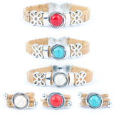Handcrafted Natural Cork Bracelet & Earring Set – Eco-Chic Portuguese Design (Red, Turquoise & White)