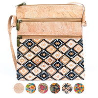 Floral Double-Zip Cork Crossbody