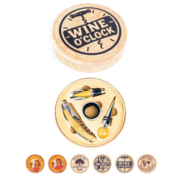 Cork Wine Accessory Gift Set – 4-Piece Eco-Friendly Box for Wine Lovers