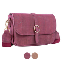 Elegant Cork Crossbody Bag for Women – Vibrant Red & Natural Shades