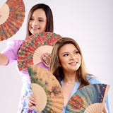 Antique Style Cork Wooden Folding Hand Fan with Gift Box