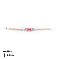 2mm Natural Cork Bracelet with Ceramic Long Beads – Handmade Eco-Friendly Accessory