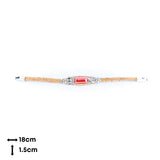 2mm Natural Cork Bracelet with Ceramic Long Beads – Handmade Eco-Friendly Accessory