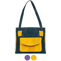 Cork Handbag for Women – Dual Tone Tote with Front Pocket