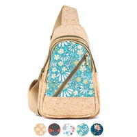 Cork Sling Bag with Printed Front Panel –-Lightweight Eco-Friendly Crossbody