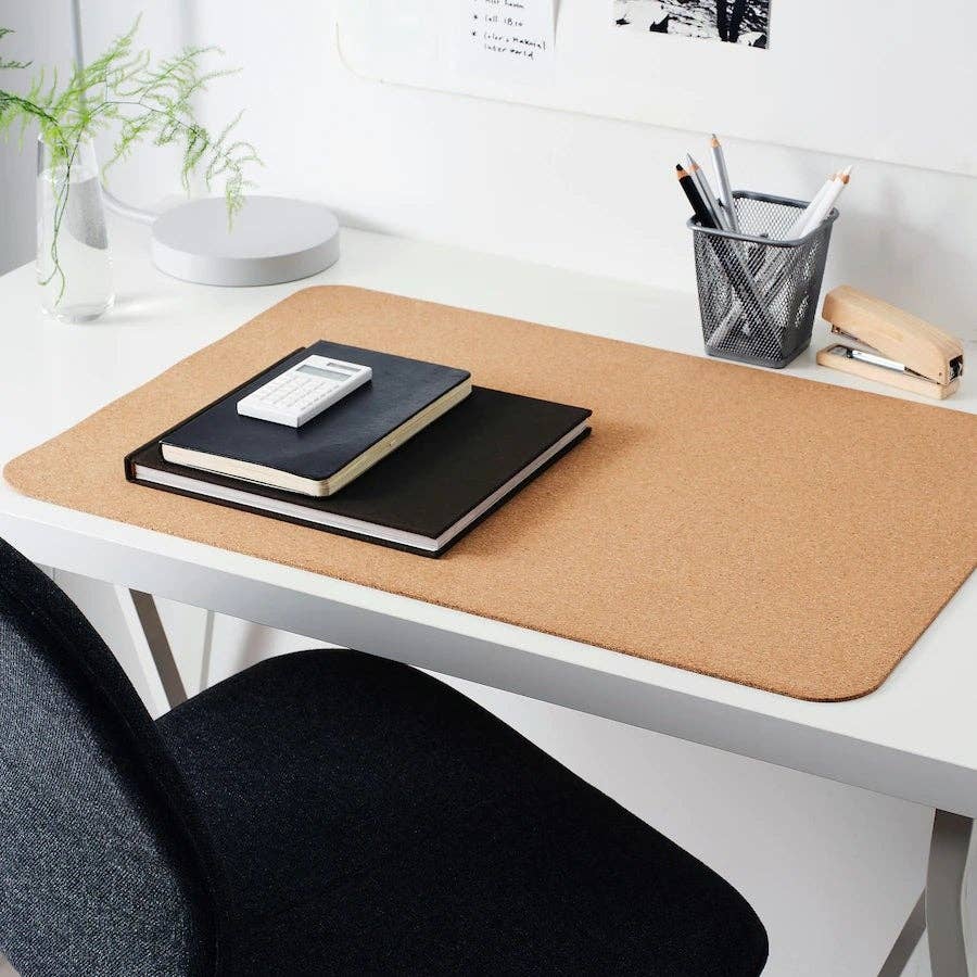 YSAGi Double-Sided Desk Pad - Leather & Cork, 47.2x17 Inch, Waterproof Desk Protector