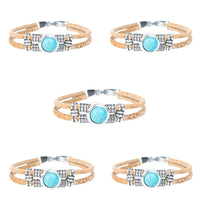 Turquoise Cork Bracelet Women - Handmade Eco