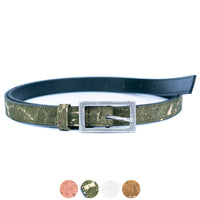 Slim Cork Belt Women - Silver Buckle Eco