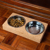 Eco-Friendly Cork Base Double Bowl Pet Feeder