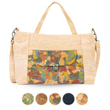 Natural Cork Handbag – Vegan Two-Tone Shoulder Bag with Front Pocket