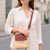 Natural Cork Crossbody Bag with Flap Closure