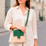 Natural Cork Crossbody Bag with Cat Clasp