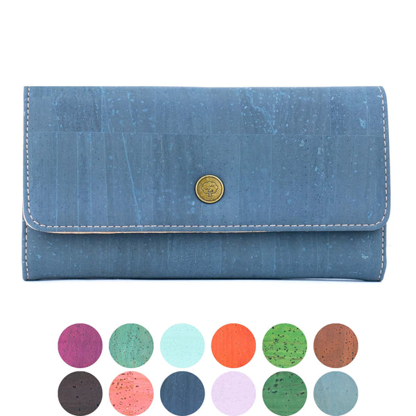Women’s Natural Cork Long Wallet – Sustainable Vegan Wallet with Multiple Compartments