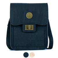 Cork Crossbody Phone Bag – Natural & Black Cork | Vintage Twist Lock