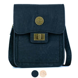 Cork Crossbody Phone Bag – Natural & Black Cork | Vintage Twist Lock