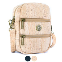 Cork Crossbody Phone Bag – Dual Zipper Vegan Sling Purse