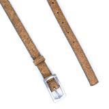 Slim Cork Belt Women - Silver Buckle Eco