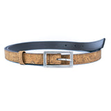 Slim Cork Belt Women - Silver Buckle Eco