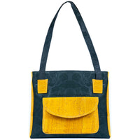 Cork Handbag for Women – Dual Tone Tote with Front Pocket