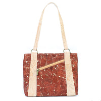 Cork Shoulder Bag with Double Zipper Pockets