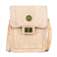 Cork Crossbody Phone Bag – Natural & Black Cork | Vintage Twist Lock