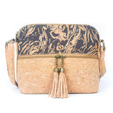 Tassel Zip Pocket Women’s Cork Crossbody Bag – Coffee Bean Infused