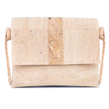 Cork Crossbody Bag with Color Stripe - Vegan Shoulder Bag BAGP-356