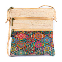 Cork Women's Double Zip Flower Print Crossbody Bag