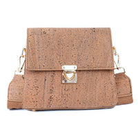 Eco-Chic Maroon Cork Crossbody Bag with Golden Lock